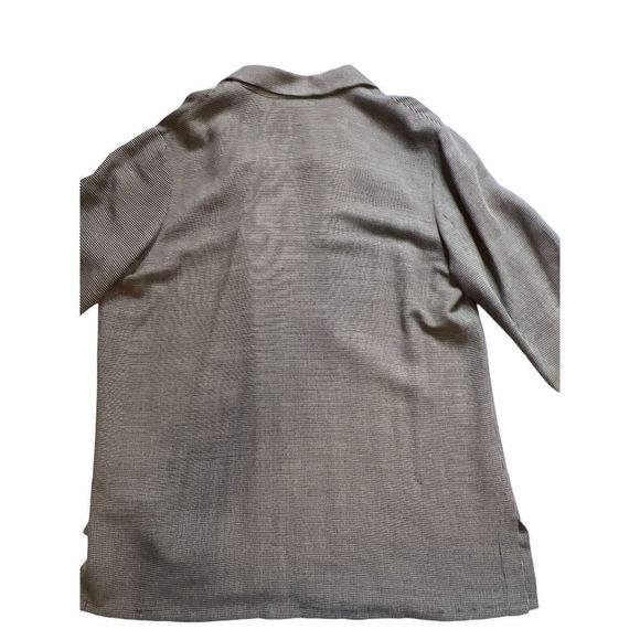 Talbots Button Front Shirt Sz L Wool Blend Checkered Collared Black White - Picture 7 of 11